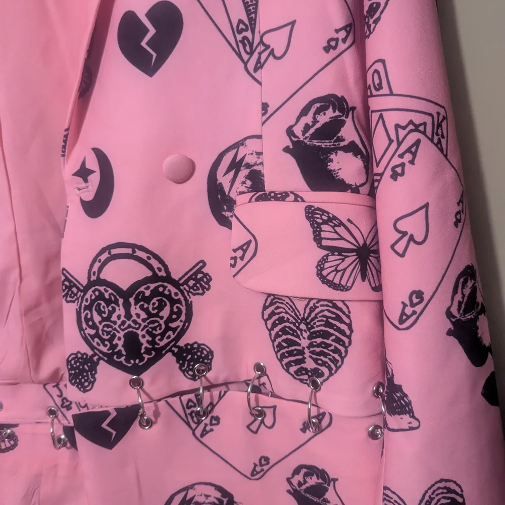 Vibrant Pink Graphic Women's Blazer